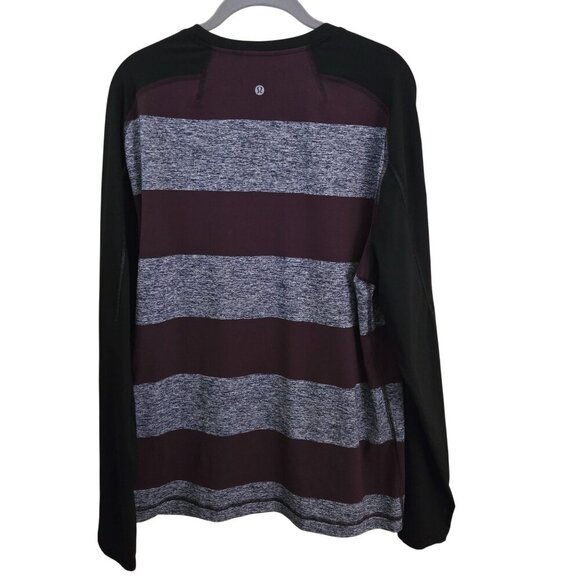 Lululemon Surge Warm Crew Bold Stripe Black Cherry Heathered Deep Navy Size L - Picture 3 of 10